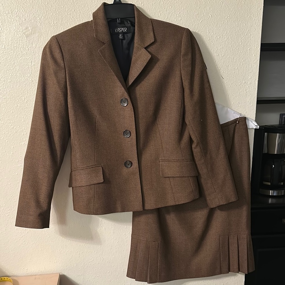 Kasper Houndstooth Skirt Suit